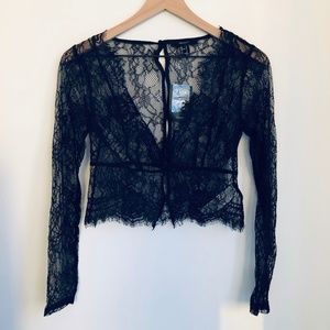 Forever 21 Sheer Floral Lace Top